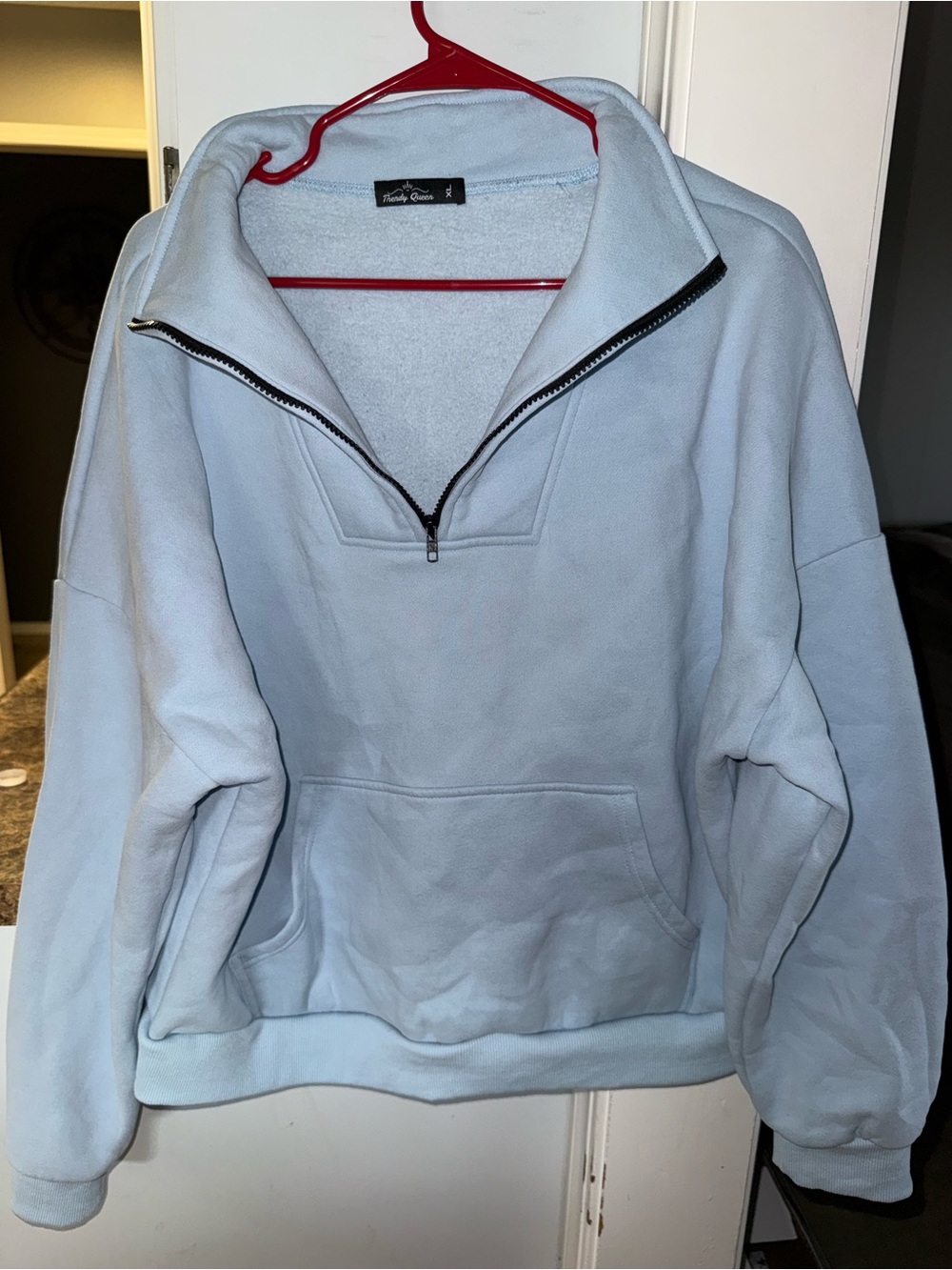 Quarter-Zip Cozy Pullover Sweater - Light Blue